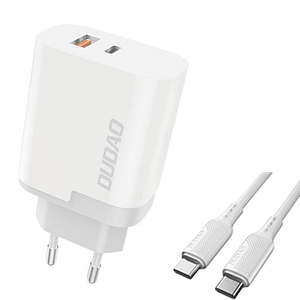 Dudao A6XSEUT Adapter 22.5W 1xUSB-C + 1xUSB-A (1m USB-C to USB-C cable included)